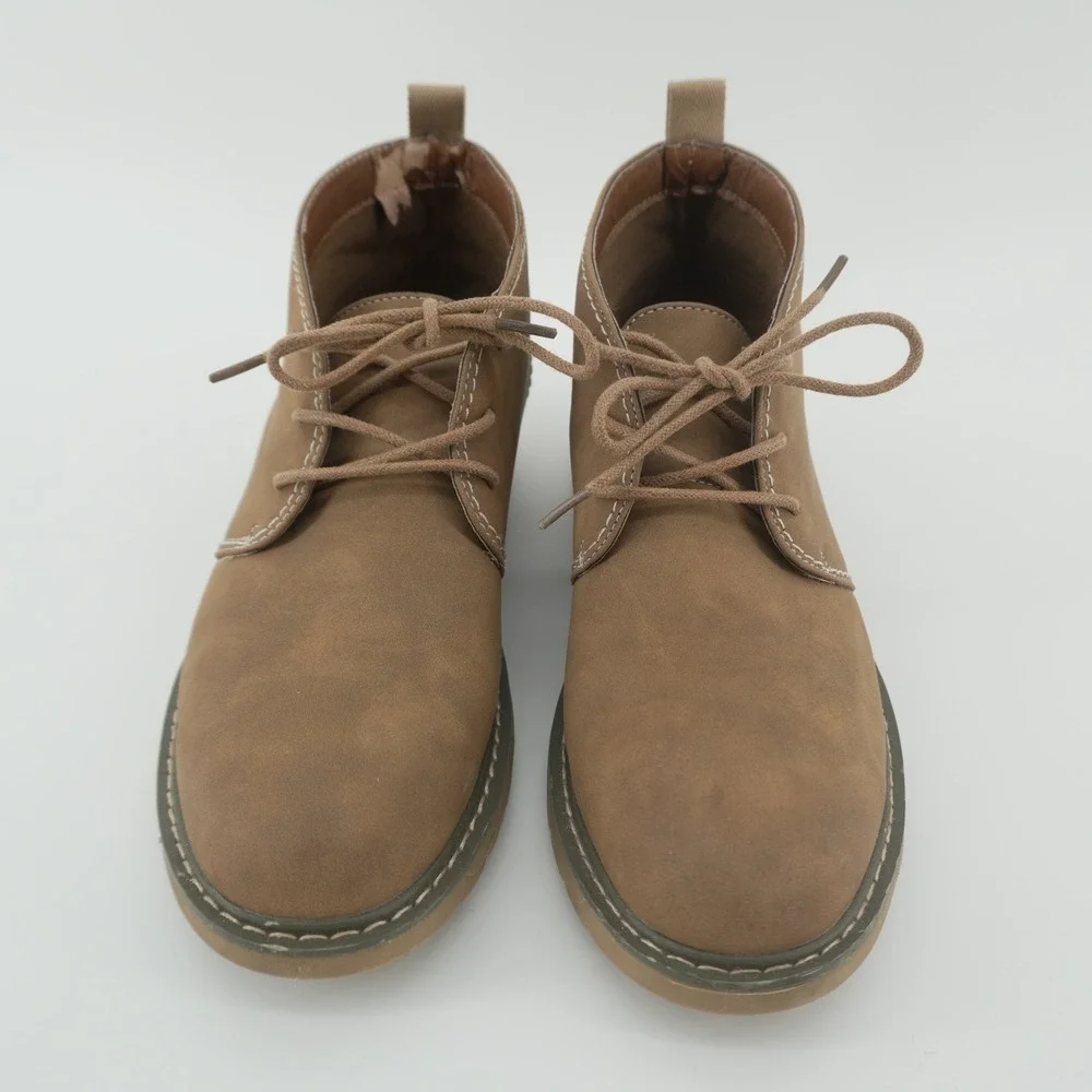 NY&C Chukka Boots Mens 8 Tan Lace Up Faux Suede Casual Ankle Shoes NY1052